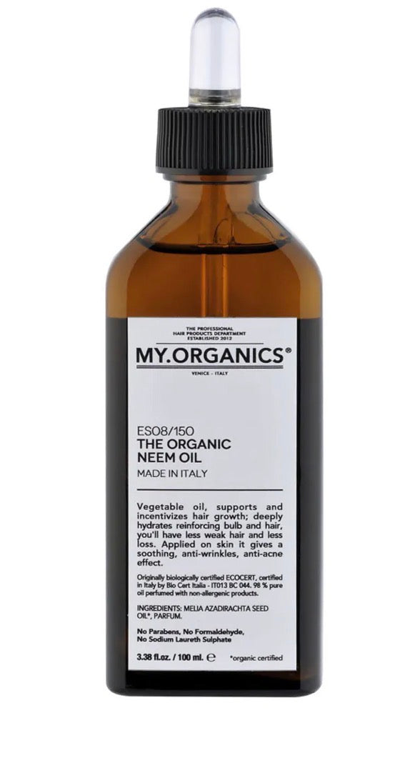 MY.ORGANICS OLEJEK NEEM – ODŻYWCZY OLEJEK DO SKÓRY GŁOWY I WŁOSÓW 100ml „Płynne złoto” – olejek neemowy, który naturalnie stymuluje wzrost włosów.
